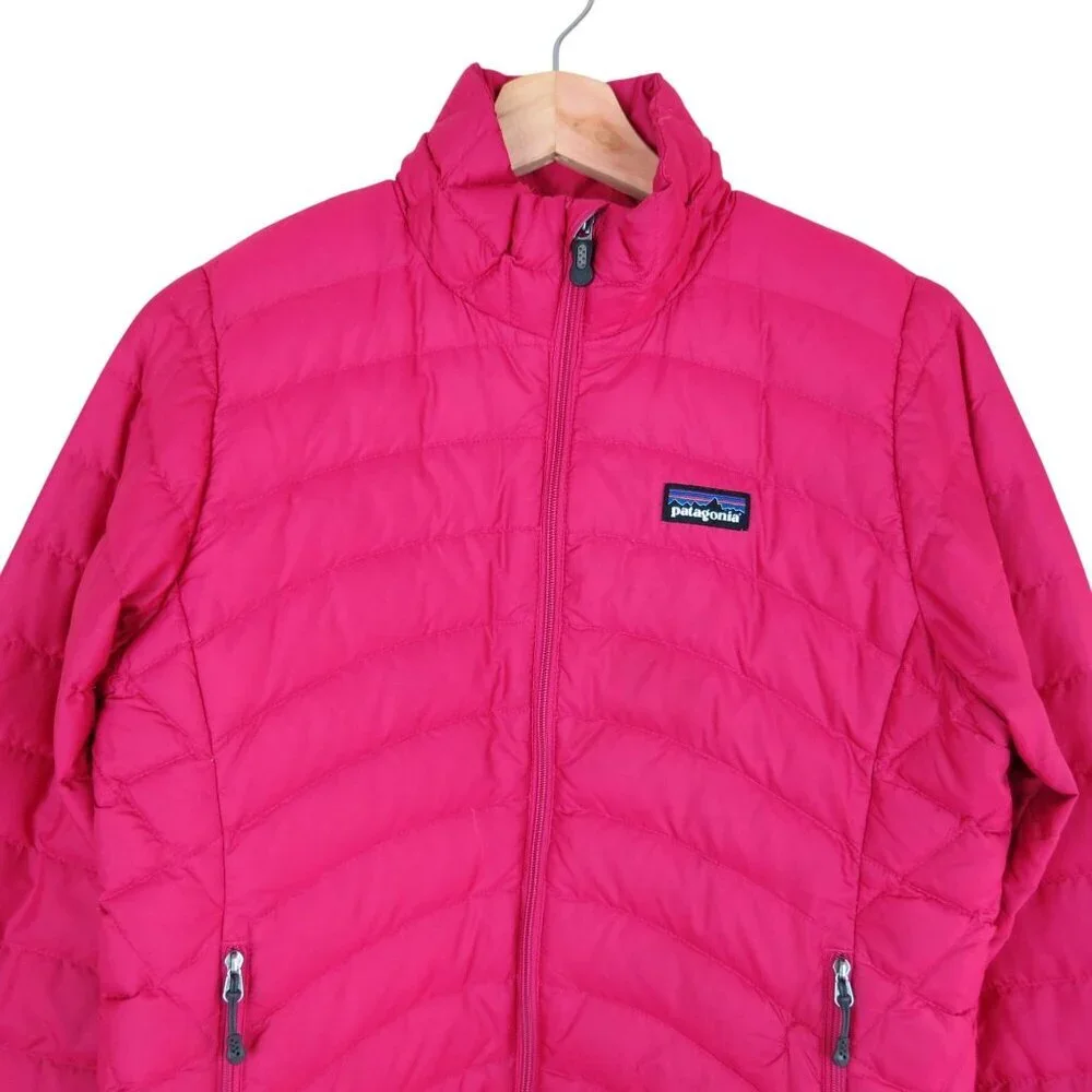 PATAGONIA Women's Cherry Red Down Sweater Puffer Jacket Size XS Lightweight